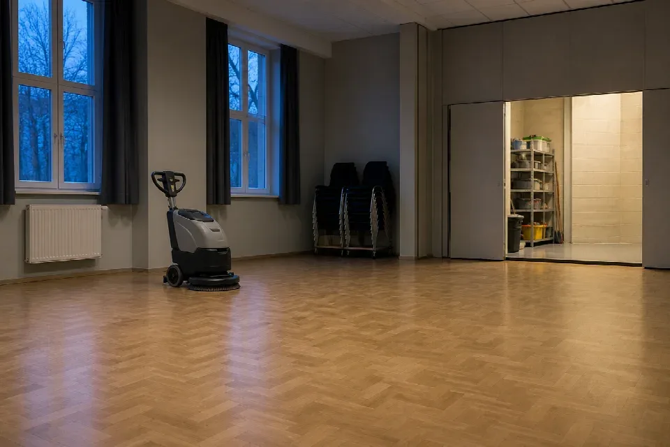 Periodický úklid podlahy v prázdné instituci – Praha