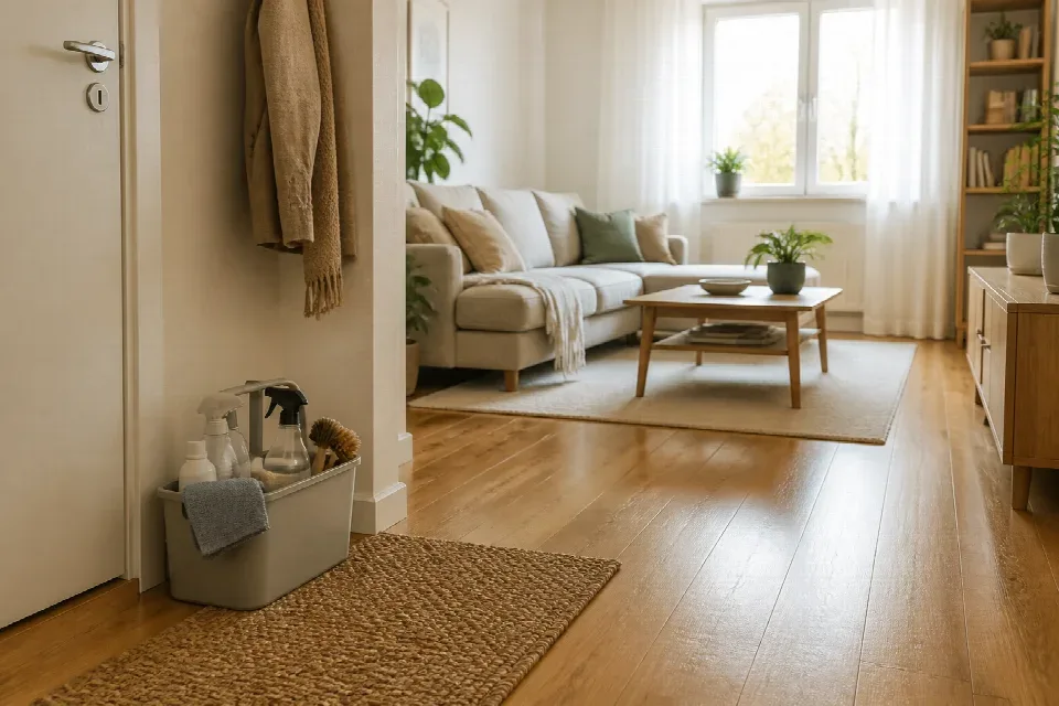 Uspořádaný obývací pokoj pro plánovaný úklid domácnosti – Brno