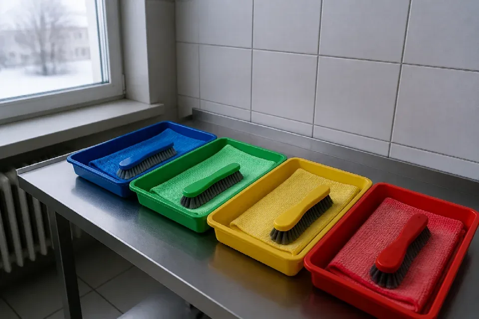 Barevně oddělené pomůcky pro hygienické zóny – Liberec