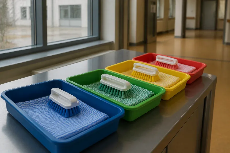 Barevně oddělené pomůcky pro hygienické zóny – České Budějovice