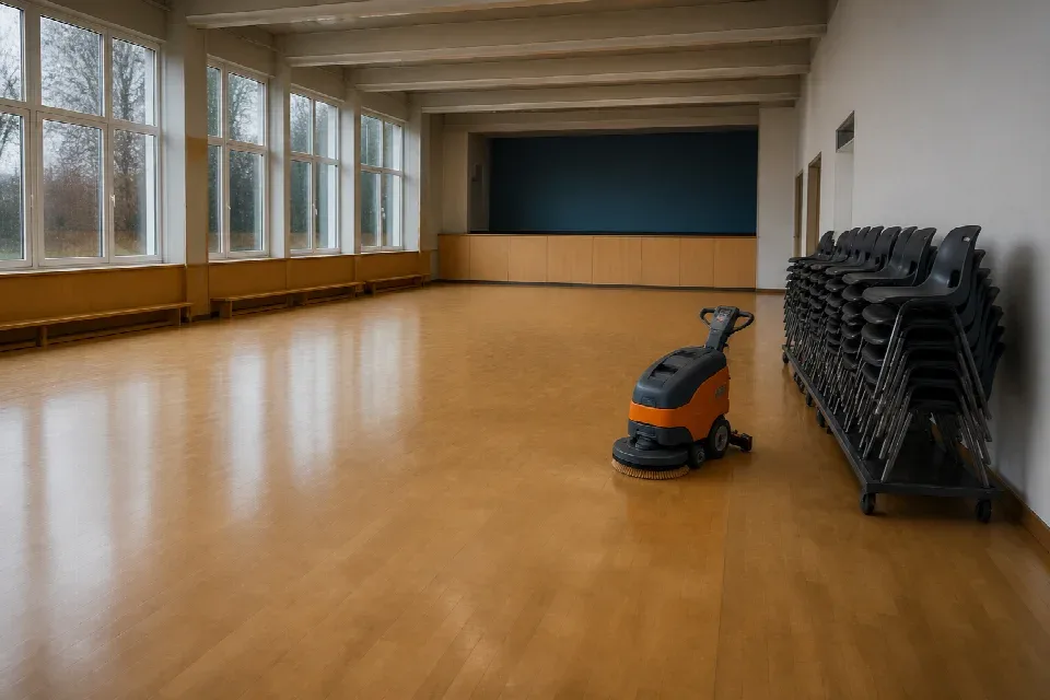 Periodický úklid podlahy v prázdné instituci – České Budějovice