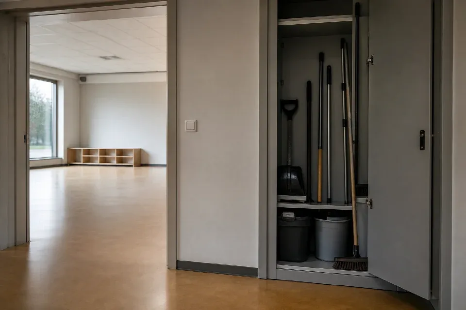 Bezpečně uložené pomůcky pro úklid instituce – České Budějovice