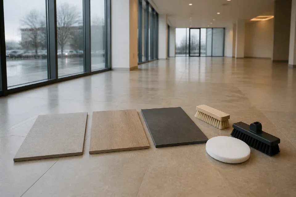 Vzorky povrchů a vhodné pomůcky pro specifikaci úklidu – České Budějovice