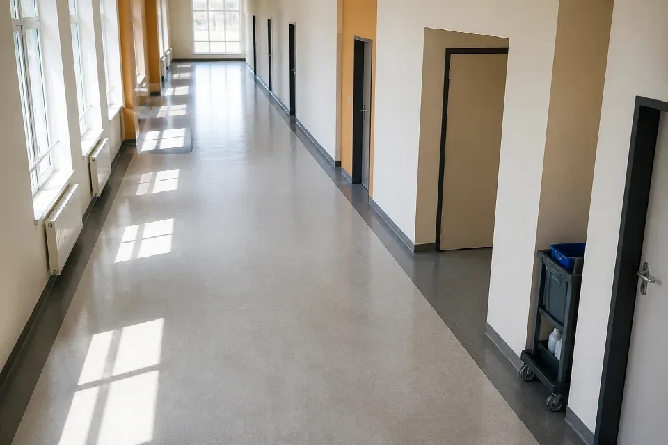 Chodba instituce připravená na úklid mimo provoz – Hradec Králové