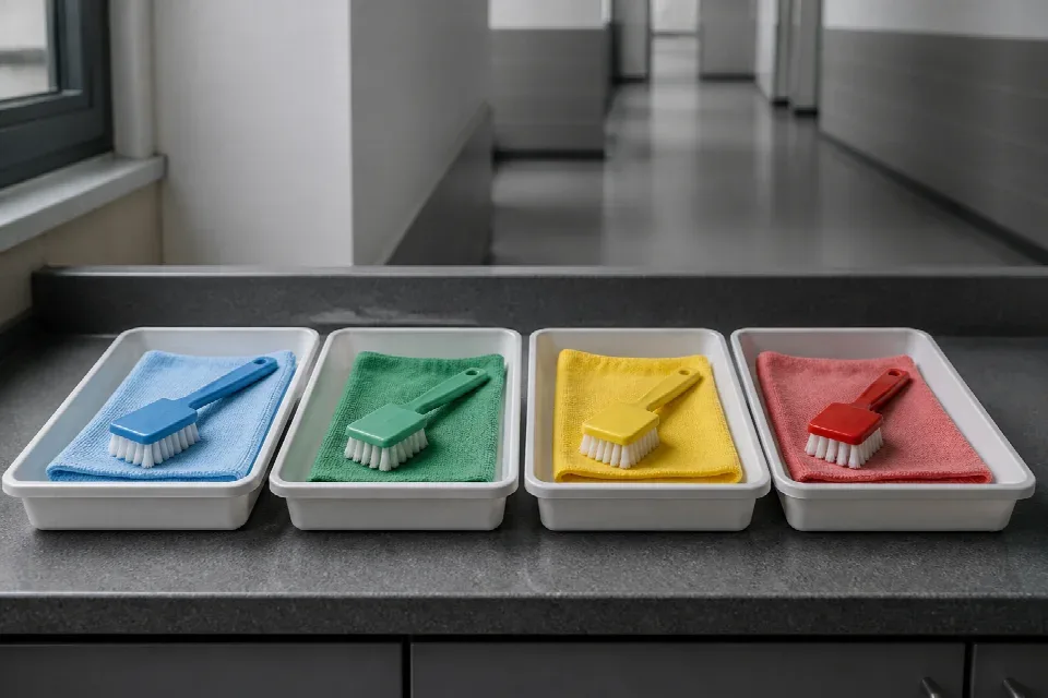 Barevně oddělené pomůcky pro hygienické zóny – Ústí nad Labem
